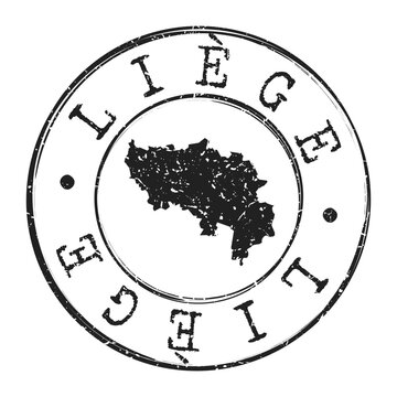 Li&egrave;ge, Belgium Silhouette Postal Passport. Stamp Round Vector Icon Map. Design Travel Postmark.