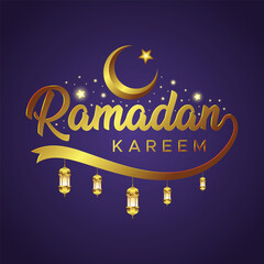 Ramadan Kareem English typography Islamic month decoration
