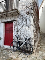 bicycle in front of a house