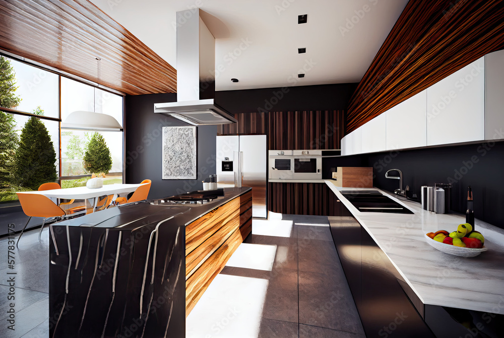 Wall mural Modern kitchen interior created with AI