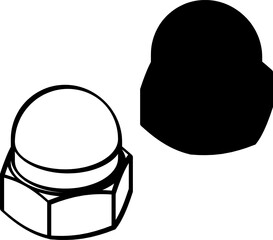 nut with domed cup silhouette on the white background