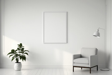 empty frame on the wall - minimalists interior design - generative art