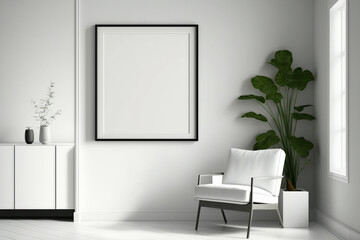 empty frame on the wall - minimalists interior design - generative art