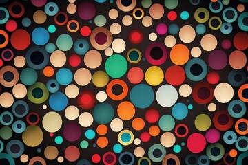Vibrant Circles: A Flat Wallpaper Bursting with Colorful Spheres, Generated by AI