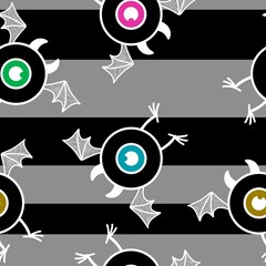 Halloween cartoon monsters seamless eyes and wings pattern for wrapping paper and fabrics and linens