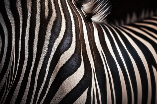 Zebra fur texture close-up. AI generation