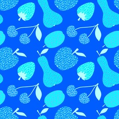 Cartoon fruit harvest seamless apples and pears and plums pattern for wrapping paper and fabrics and linens