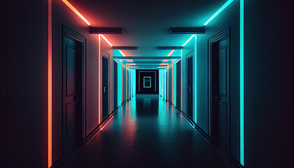 neon light hallway generative AI