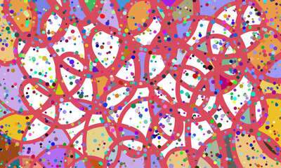 Abstract colorful background of spots and spiral lines. Composition in the form of a chaotic arbitrary multicolor pattern. Vector illustration, EPS 10.