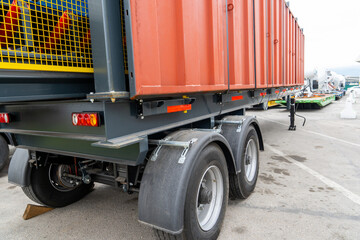 Fototapeta premium Heavy-duty truck bodies waiting to be loaded onto the ship at the port for export