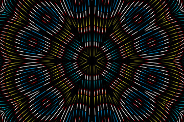 colourful caleidoscope symmetrical gradient modern line art pattern of indonesian culture traditional tenun batik ethnic dayak ornament for wallpaper ads background 
