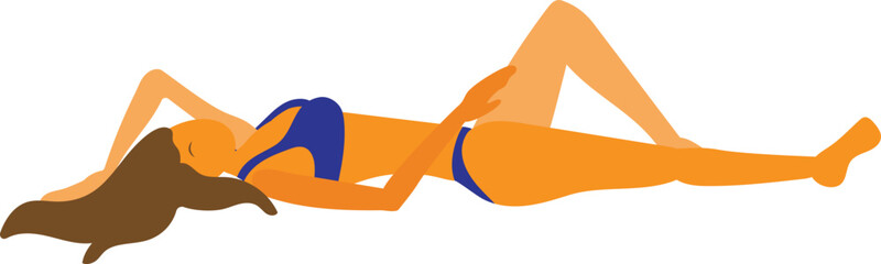 Woman in bikini lying down vector illustration.