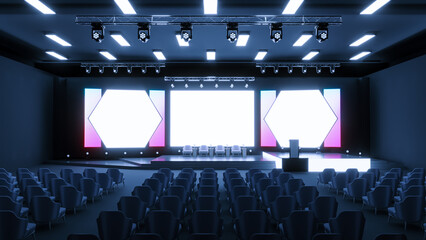 3D render of Empty stage Design for mockup, stage event with led screen - obrazy, fototapety, plakaty