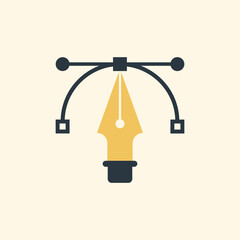 Vector illustration icon vector drawing, pen, curves, graphics, calligraphy.