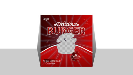 Square size Food Design, Street Food. Delicious, Yammi, Burger, Fast Food, Hungry, Fresh Food Social Media Post, Marketing.