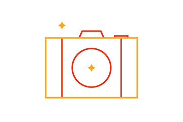 Isolated Minimalistic photo camera vector illustration in flat style design. Geometric photography icon for website,app,ui ux,web design,business,marketing,landing,web development concept
