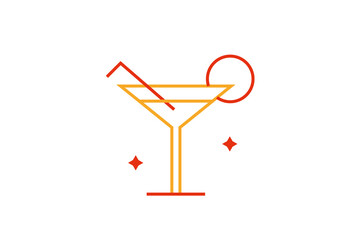 Isolated Minimalistic drink vector illustration in flat style design. Geometric cocktail icon for website,app,ui ux,web design,business,marketing,landing,web development concept

