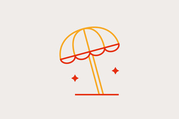 Minimalistic umbrella vector illustration in flat style design. Geometric protection icon for website,app,ui ux,web design,business,marketing,landing,web development concept
