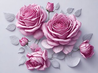 Floral background of pink roses, spring day, women's day, flower card, March 8, flowers for mother's day. generative ai