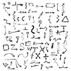 hand drawn vector black arrows set on a white background 