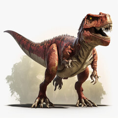 Tyrannosaurus rex, T-rex dinosaur from the Late Cretaceous, isolated. Generative AI