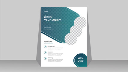 Modern abstract travel flyer design for tour .
