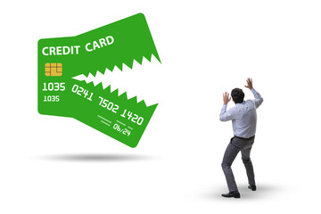 Businessman in credit card debt concept