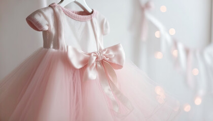 Cute pink baby dress. Generative AI