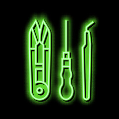 tool set jewellery neon glow icon illustration