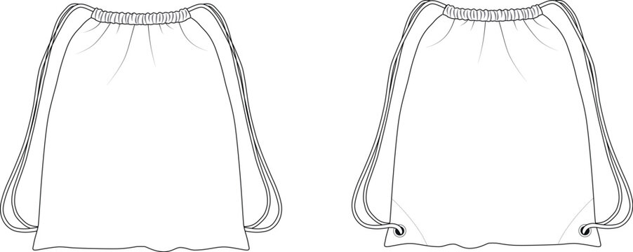 Cinch bag sketch vectors