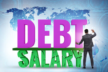 Debt and loan concept as a proportion of salary