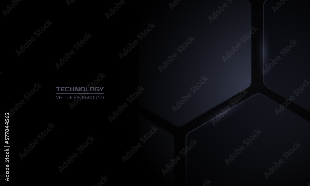 Aufkleber Black 3D vector hexagonal technology abstract background. Abstract modern technology futuristic background with black 3D honeycomb shapes. Vector illustration