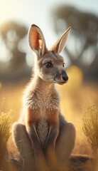 portrait of a cute baby kangaroo generative AI