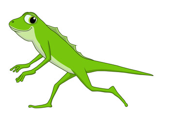 Obraz premium Cartoon illustration of a lizard running