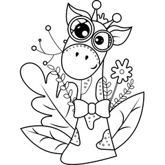 Cute giraffe doodle illustration