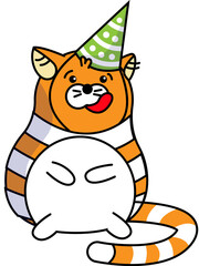Funny cat in the birthday hat