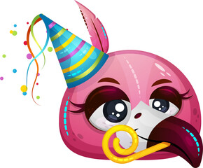 Cute funny head of flamingo illustration