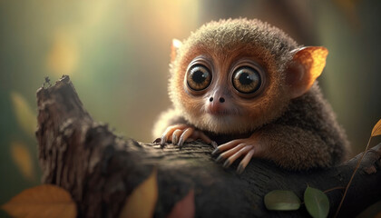 cute tarsier with big eyes generative AI