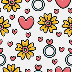 Valentine doodle cartoon pattern design vector illustration