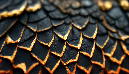 Texture of black dragon scales close up Generative AI