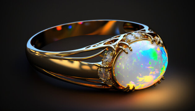gold ring with opal Generative AI