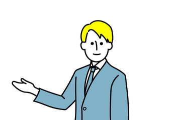 案内している男性