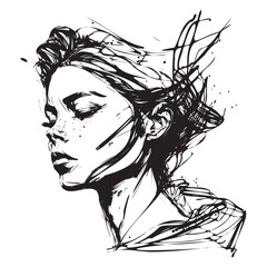 Vector Hand drawn Illustration of a Model head