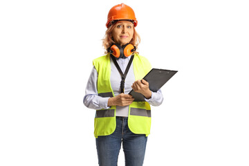Female engineer with a protective equipment