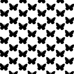 Fototapeta na wymiar Seamless pattern with black butterflies. Abstract modern seamless pattern with butterfly contours on white background for decoration design.