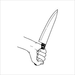 vector illustration of a hand holding a knife