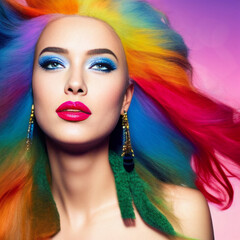 portrait of a woman with colorful makeup and hair