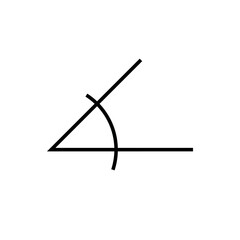 Angle symbol vertex in mathematics. measure angle icon. Vector illustration isolated on white background.