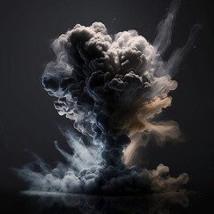 Smoke. Smoke explosion. Colored smoke on a dark background. Colored smoke explosion. Generative AI.