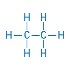 Ethane structure and formula. Organic chemical compound. Vector illustration isolated on white background.